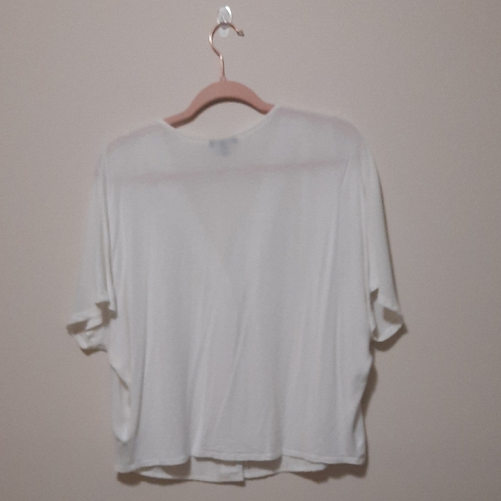 Express Ivory Button-Front Blouse - image 5